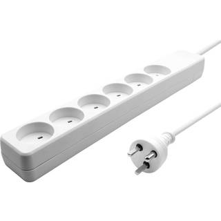 MicroConnect Dansk EDB 230V 6-stikdåse med EDB jordstik | Hvid | 1, | PRIS-MATCH