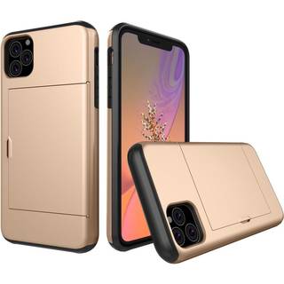 Apple iPhone 11 Hårdt Plastik Cover m. Kortholder - Guld
