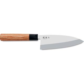 KAI Seki Magoroku Red Wood Deba 15,5 cm - Carbon 1K6 Stahlklinge - Griff Pakkaholz - Braun,Rot,Silber