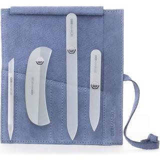 Germanikure Crystal Glass neglefil indstillet i lysebl? ruskind - H?ndlavet i Tjekkiet - Professionel manikyr og pedikyrforsyning - Glaskutikelpi