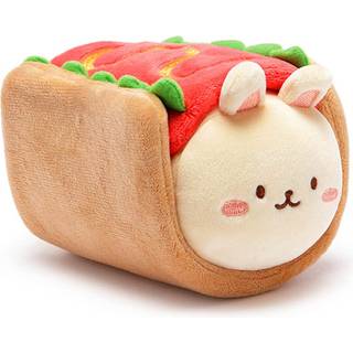 Anirollz udstoppet dyreplys leget?j - officielt rulle t?ppe outfitz dukke | bl?d squishy varm s?d komfort sikker | Hotdog pude med bunny - f?dsel