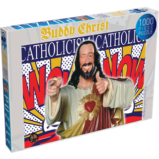 Renegade Game Studios Jigsaw Puzzle - Buddy Kristus 1000 stykker plakat inkluderet linned finish indeholder den opl?ftende ven Kristus fra Kevin