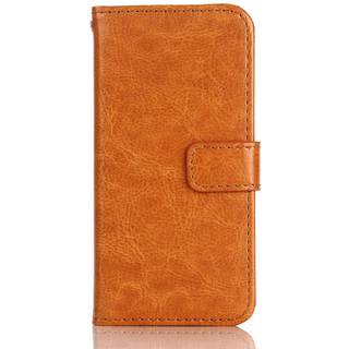 iPhone SE / 5 / 5s Wallet Læder Etui m. Pung Lysebrun