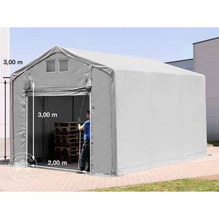 3x6m, Telthal, PVC-teltdug, grå, med statikpakke (blød undergrund) - (93844)