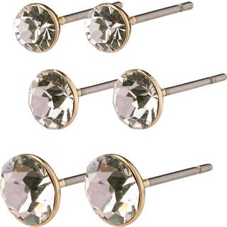 Pilgrim MILLIE 3-i-1 sæt krystal øreringe, guldbelagt