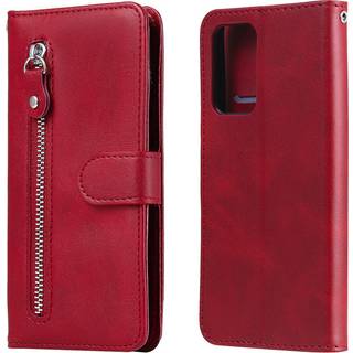Samsung Galaxy A52 (4G / 5G) Læder Cover m. Lynlåslomme - Rød