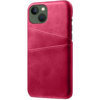 iPhone 14 Plus Læderbelagt Plastik Cover m. Kortholder - Lyserød
