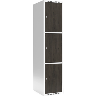 Garderobeskab 1x400 mm Lige tag 3-delt søjle Laminat dør Nocturne wood Cylinderlås