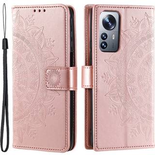 SKALO Xiaomi 12 Pro Mandala Flip Cover - Guld