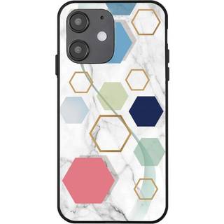 iPhone 12 Mini Cover med Print - Geometri - Hvid Marmor & Hexagoner