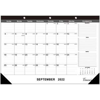 Towwi Monthly Desk Pad Calendar Desk/Wall Kalender til daglig planl?gning 16,7x11,6 tommer (sort)