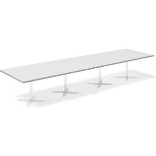 Konferencebord DNA, Lysgrå 4400x1200 mm rektangulært, Hvid understel