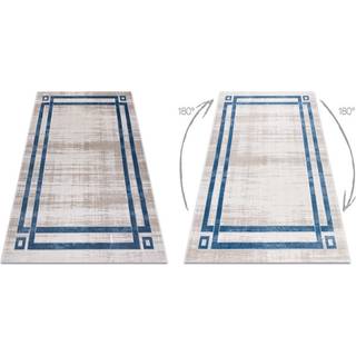 Tæppe NOBLE moderne 1539 68 Ramme vintage vasket - Strukturelle, to niveauer af fleece fløde / blå 140x190 cm