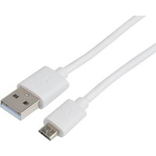 Prokord Usb-kabel 2m. Usb A Micro-usb B Hvid