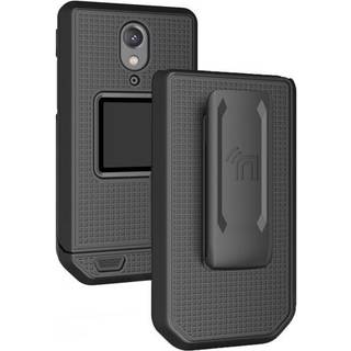 Sag med klip til Cat S22 Flip Phone NakedCellPhone [sort] Slim Hard Shell Cover og [Roating/Ratchet] Belt Hip Holster Holder Combo