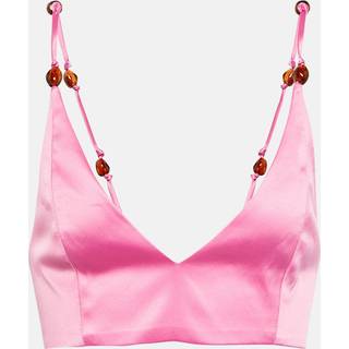 Ganni Satin crop top - pink - M