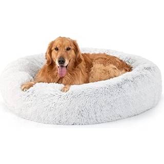 Bedsure beroligende hundeseng til ekstra store hunde - donut vaskbar stor kledyrsseng 45 tommer skridsikker rund fluffy plys hundeseng i imitere