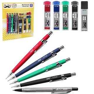 Mr. Pen mekanisk blyant s?t med bly- og viskel?derp?fyldning 5 St?rrelser - 0,3 0,5 0,7 0,9 og 2 millimeter Udkast til skitseringsillustrationer