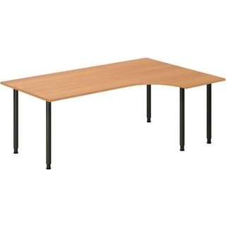 Office skrivebord højrevendt 200x120cm bøg med sort stel