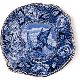Seletti Tableware - 'Classic on Acid, Mastricht Ship' dinner plate in blue Porcellana