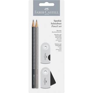 Faber-Castell, Sparkle Blyantsæt sølv/sort Blyantsæt med viskelæder og blyantspidser Egonomisk trekantet form Produceret af træ fra bæredygtigt skovbrug.