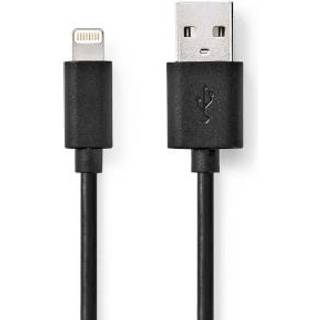 Nedis Lightning Kabel | USB 2.0 | Apple Lightning 8-pin | USB-A Han | 480 Mbps | Nikkelplateret | 2.00 m | Runde | PVC | Sort | Label