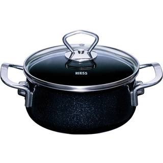 Riess Nouvelle Black Magic extra stark Kasserolle 16 cm / 1,0 L - Emaille - Schwarz