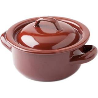 Mini gryde i rødbrun emaljeret stål Ø10, 6 stk.