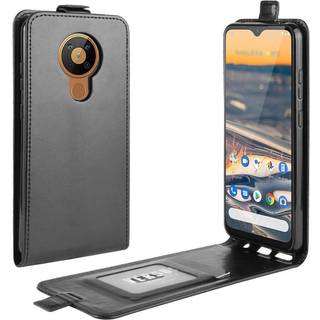 Nokia 5.3 Vertikal Flip Leather Cover m. Kortholder - Sort
