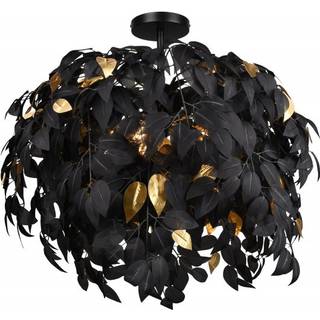Leavy loftslampe, Ø 70 cm, sort/guld, plast