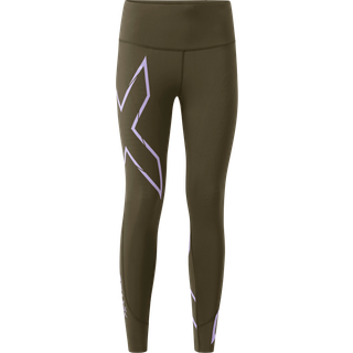2XU Women's Light Speed Mid-Rise Compression Tights Flint/Lavender Reflective, XL
