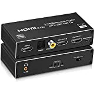 NÖRDIC HDMI splitter 1 til 2 med Audio Extractor 4K60Hz HDCP2.3 HDR10 Toslink SPDIF + Koaksial + 3,5 mm lyd