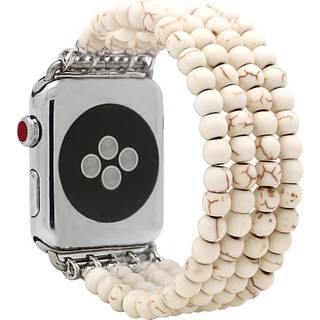Kai Top kompatibel med Apple Watch Band 42mm 44mm 45mm 49mm til kvindelige piger mode skabt-turquoise perlerede elastiske str?kudskiftningsb?nd,