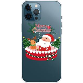 iPhone 14 Pro Max Fleksibelt Plast Jule Bagside Cover - Julemand og Lille Rensdyr