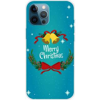 iPhone 14 Pro Fleksibelt Plast Jule Bagside Cover - Juleklokker og Mistelten