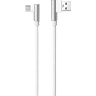 NÖRDIC albue USB C til vinklet USB A-kabel til opladning og synkronisering hvid 3m