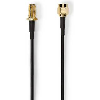 Nedis Antennekabel | RP SMA Han | RP SMA Hun | Guldplateret | 50 Ohm | Enkelt afskærmet | 3.00 m | Runde | PVC | Sort | Label