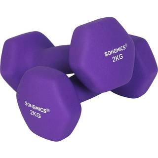 Songmics håndvægte sæt af 2 2 x 2 kg skridsikre håndvægte med mat belægning neopren hjemme træning styrket træning lilla syl64pl