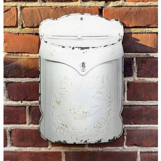 Briefkasten POST Zink weiß Postkasten mit Brieftaube Vintage Landhausstil