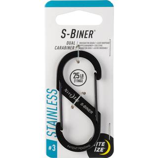 Nite Ize SB3-03-01 St?rrelse-3 S-Biner Dual Carabiner Rustfrit st?l sort