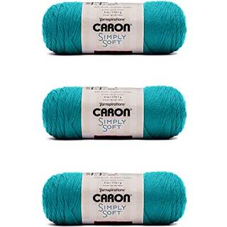 Caron Simply Soft Blue Mint Brites Yarn - 3 Pack of 170G/6oz - Acrylic - 4 Medium (Worsted) - 315 yards - Strikning af hækling og håndværk