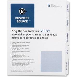 Business Source 3 -Ring Plain Index Divider - S?t med 5 faner - Hvid (pakke kan variere)