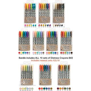 Tim Holtz Bundle of 60 Distress Crayons | Alle 10 s?t | S?t 1 2 3 4 5 6 7 8 9 10