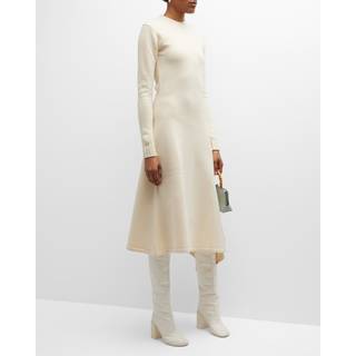Jil Sander Asymmetric knit wool midi dress - beige - XS
