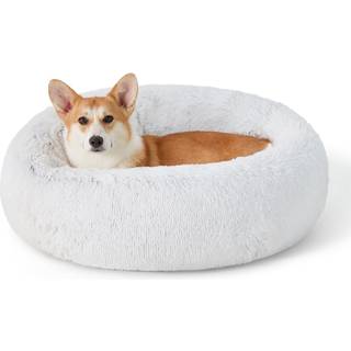 Bedsure beroligende hundeseng til mellemstore hunde - Donut Vaskbar Medium Pet Bed 30 tommer Anti-Slip Rund Fluffy Plys imiteret Pels Katteseng P