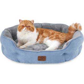 Sengesure hundesenge til sm? hunde - runde kattebed til indend?rs kattevaskbar k?ledyrseng til hvalp og killing med slipbestandig bund 25 tommer
