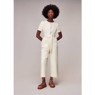Whistles Whistles White Short Sleeve Denim 100% Cotton Jumpsuit