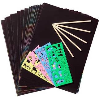 Rainbow Scratch Art Paper med værktøjer - 50 papirer