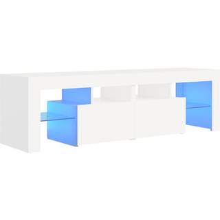 tv-bord med LED-lys 140x36,5x40 cm hvid
