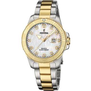 Festina F20504-2 Boyfriend Hvid/Gul guldtonet stål Ø34 mm